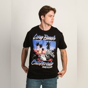Indy 500 Long Beach Indy Black Graphic Men's SS T-Shirt Sz 2XL